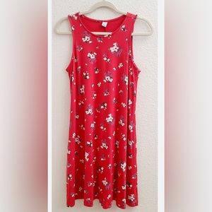 Old Navy Women's Red White Floral Stretch Mini Tank Dress Sleeveless